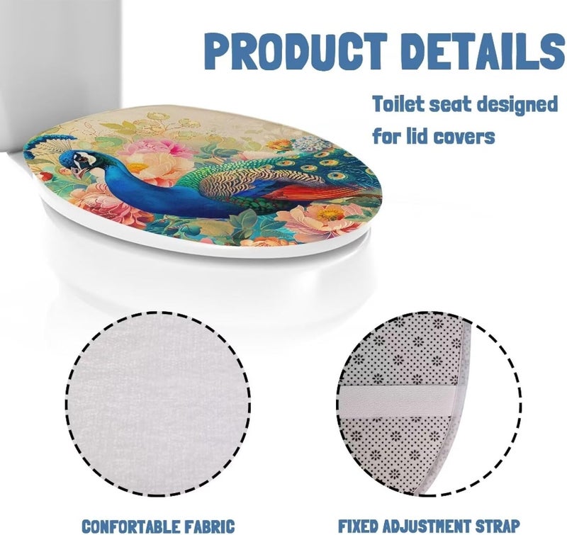 Flashideas Peacock Toilet Seat Covers for Bathroom Soft Plush Seat Covers Tank Lip Covers Easy to Clean Bathroom Decoration Accessories Fits Most Toilet Tanks & Lids - Image 5
